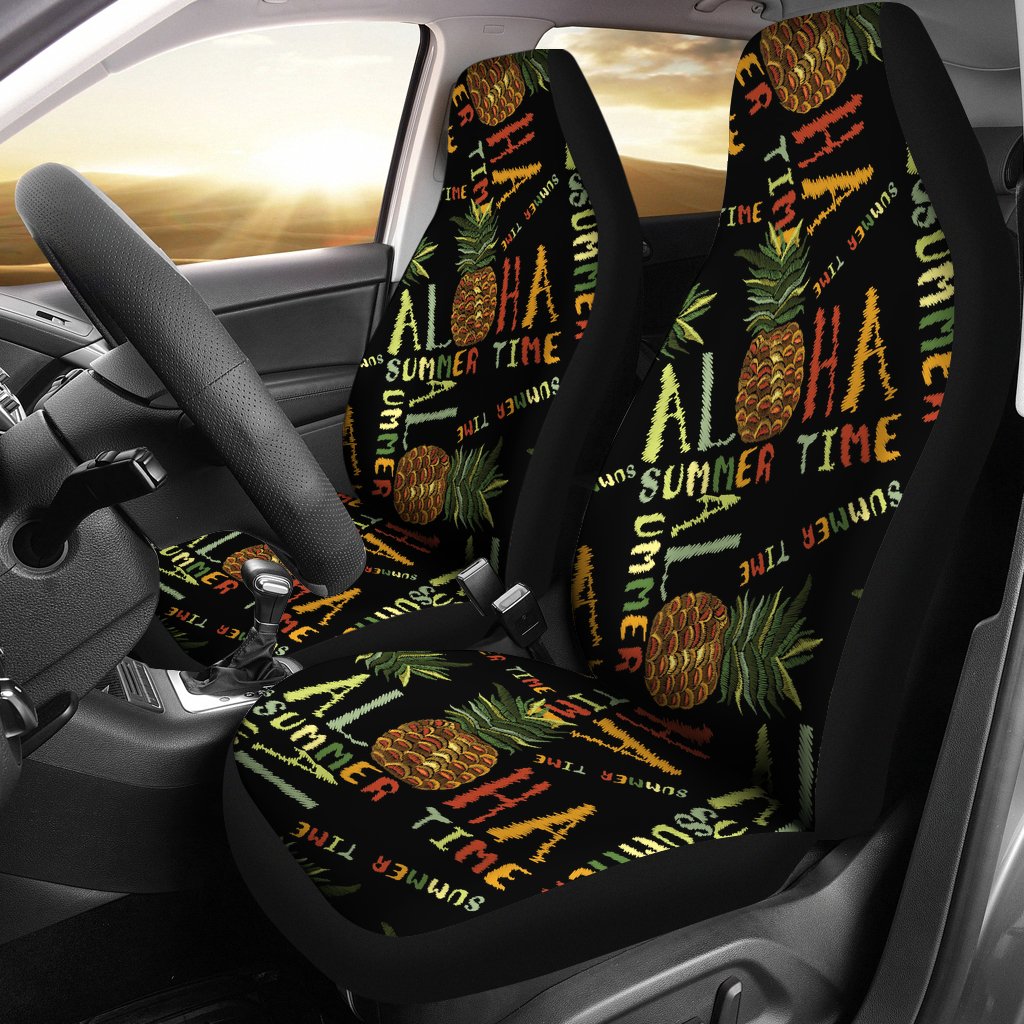 Aloha Hawaii Time Design Themed Print Universal Fit Car Seat Covers