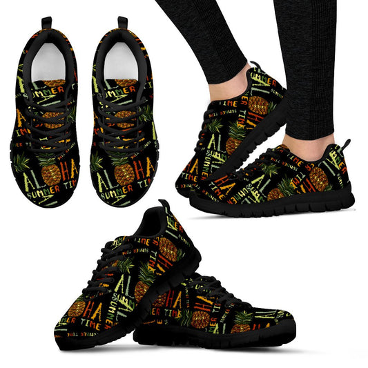 Aloha Hawaii Time Design Themed Print Women Sneakers