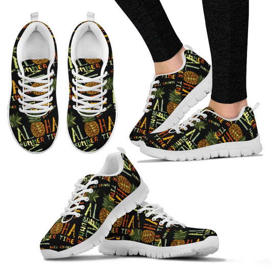 Aloha Hawaii Time Design Themed Print Women Sneakers