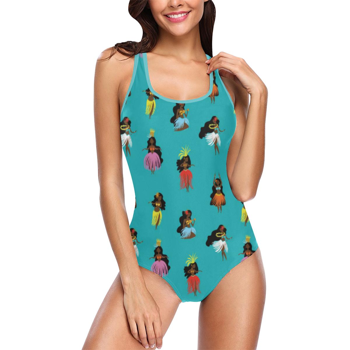 Aloha Hawaiian girl Dance Women One Piece Swimsuit