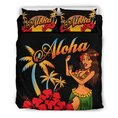 Aloha Hawaiian Girl Duvet Cover Bedding Set
