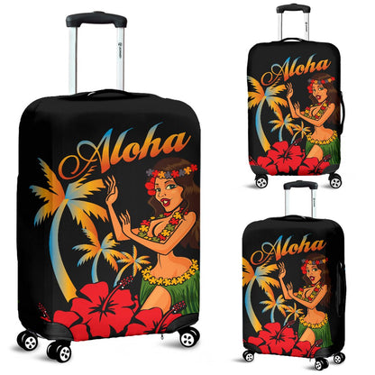 Aloha Hawaiian Girl Luggage Cover Protector