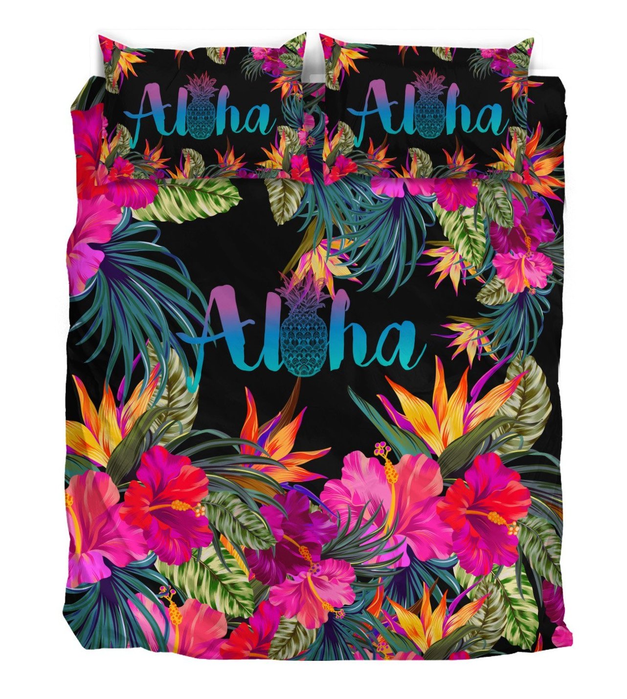 Aloha Hawaiian Tropical Flower Duvet Cover Bedding Set