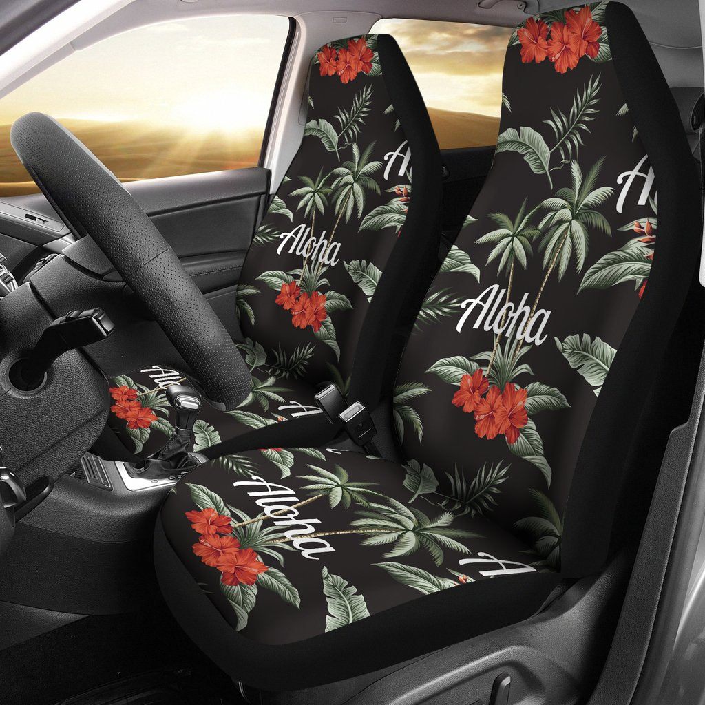 Aloha Palm Tree Design Themed Print Universal Fit Car Seat Covers