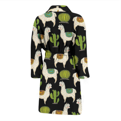 Alpaca Cactus Pattern Print Design 07 Men Bathrobe-JORJUNE.COM