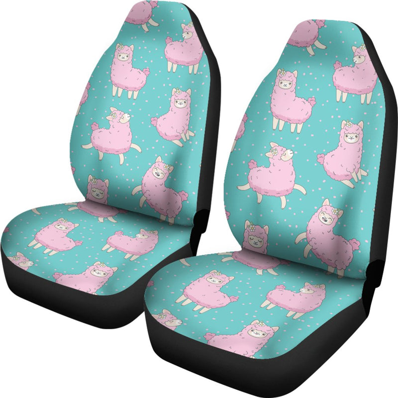 Alpaca Cartoon Design Themed Print Universal Fit Car Seat Covers