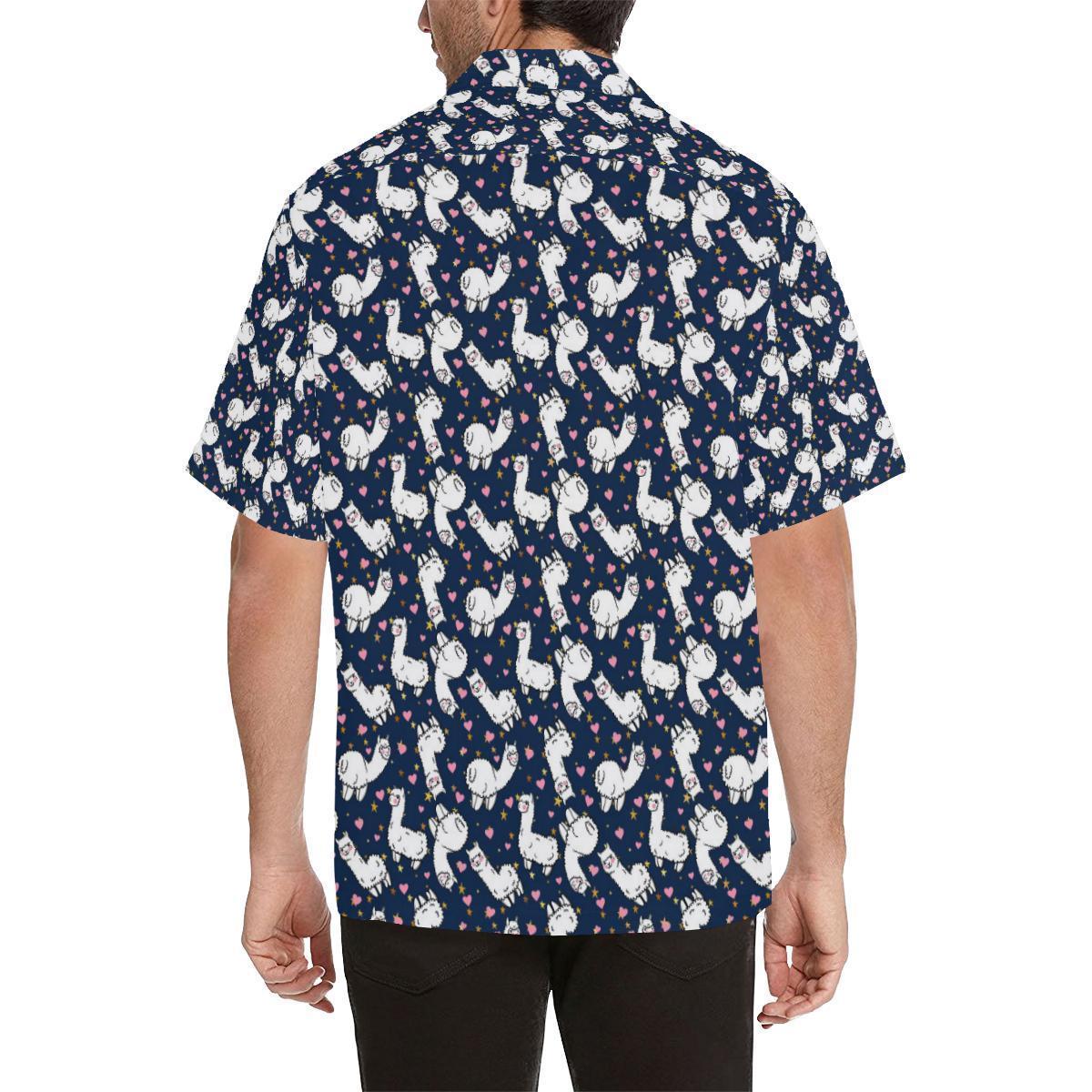 Alpaca Heart Star Design Themed Print Hawaiian Shirt-JORJUNE.COM