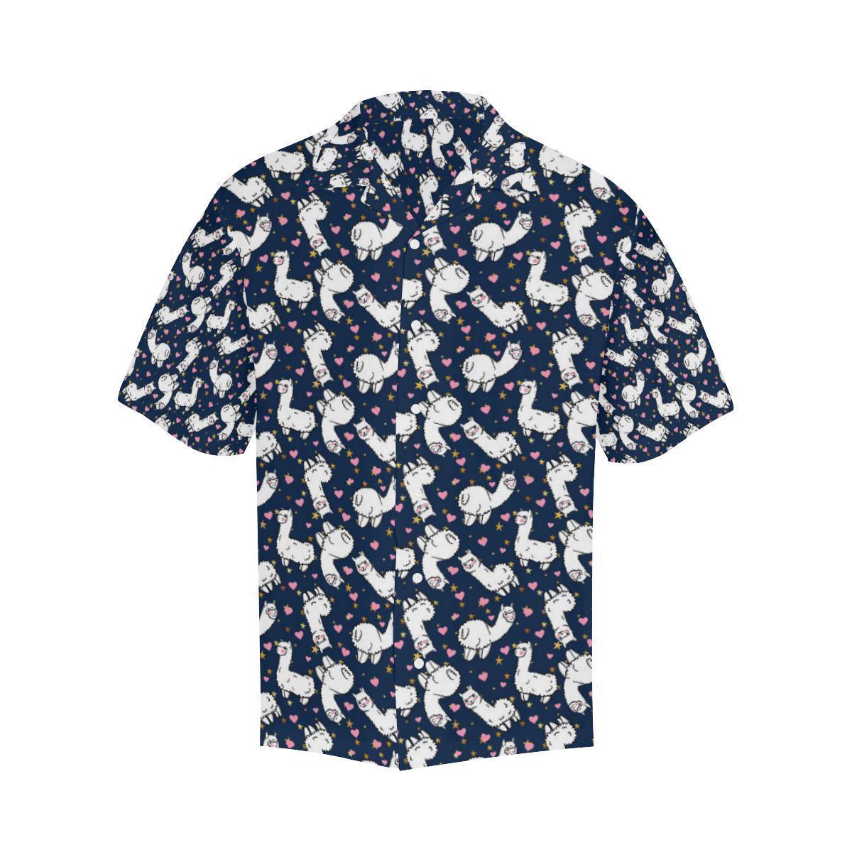 Alpaca Heart Star Design Themed Print Hawaiian Shirt-JORJUNE.COM