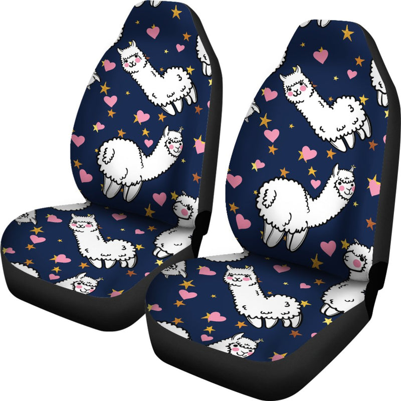 Alpaca Heart Star Design Themed Print Universal Fit Car Seat Covers