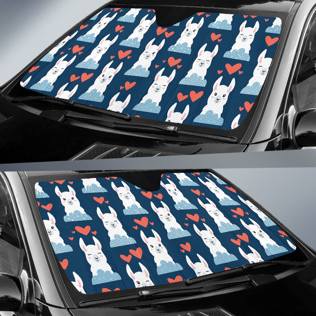 Alpaca Love Pattern Print Design 05 Car Sun Shade-JORJUNE.COM