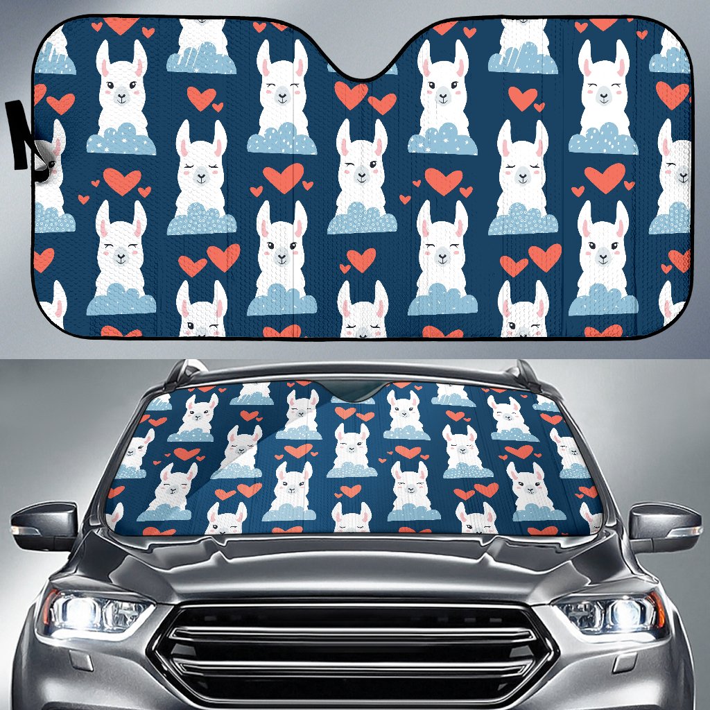 Alpaca Love Pattern Print Design 05 Car Sun Shade-JORJUNE.COM