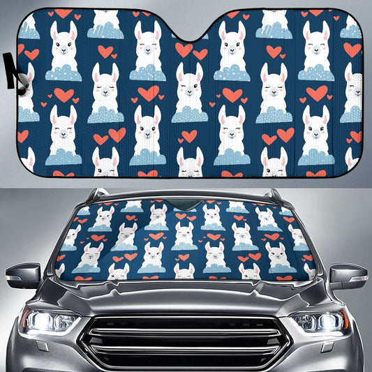 Alpaca Love Pattern Print Design 05 Car Sun Shade-JORJUNE.COM