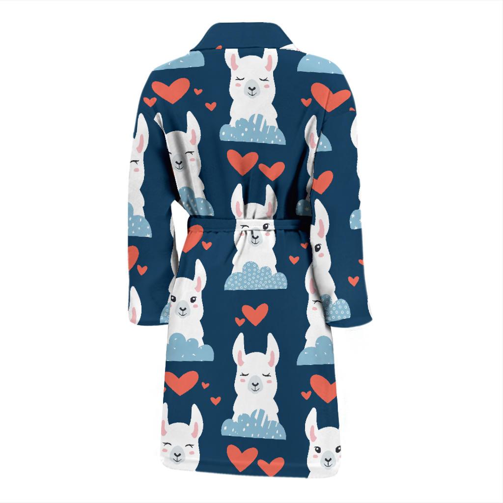 Alpaca Love Pattern Print Design 05 Men Bathrobe-JORJUNE.COM