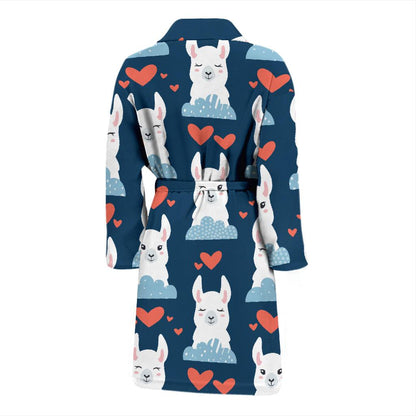 Alpaca Love Pattern Print Design 05 Men Bathrobe-JORJUNE.COM