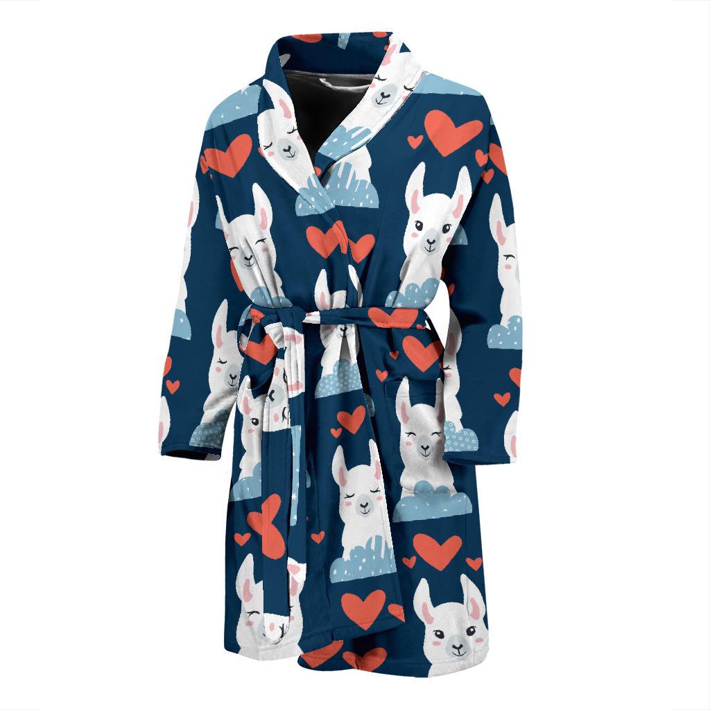 Alpaca Love Pattern Print Design 05 Men Bathrobe-JORJUNE.COM