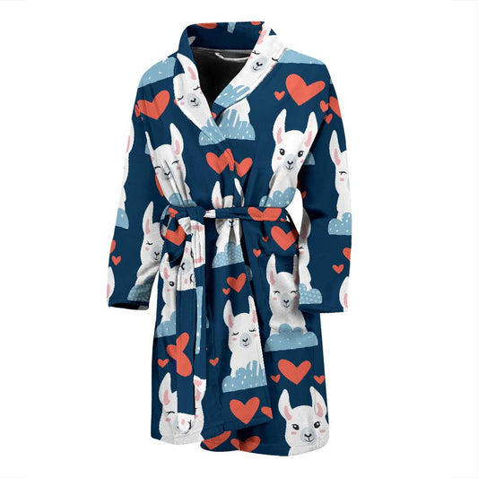Alpaca Love Pattern Print Design 05 Men Bathrobe-JORJUNE.COM