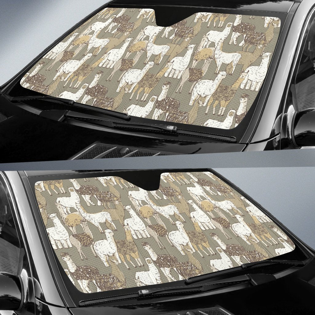 Alpaca Pattern Print Design 01 Car Sun Shade-JORJUNE.COM