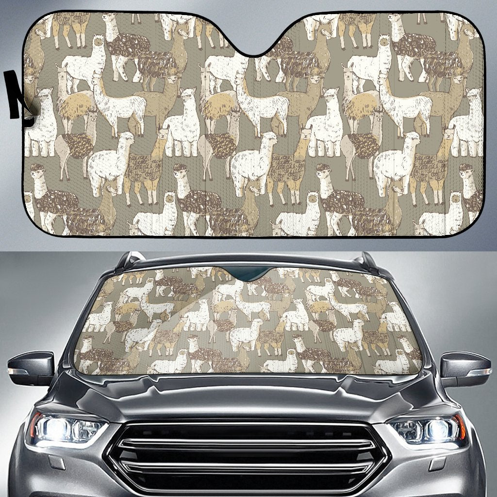 Alpaca Pattern Print Design 01 Car Sun Shade-JORJUNE.COM