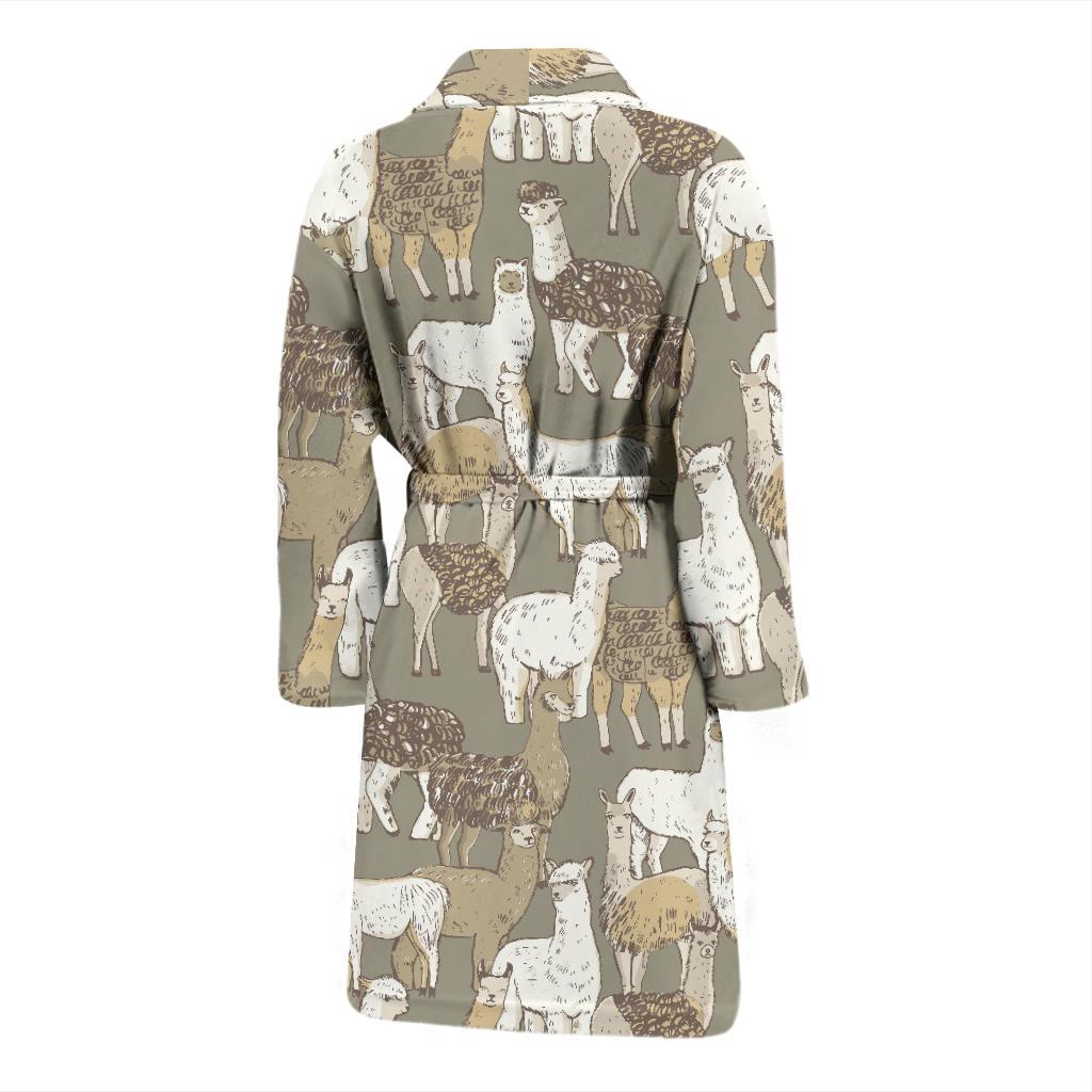 Alpaca Pattern Print Design 01 Men Bathrobe-JORJUNE.COM