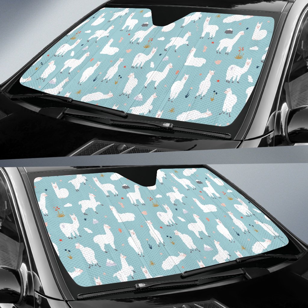 Alpaca Pattern Print Design 02 Car Sun Shade-JORJUNE.COM
