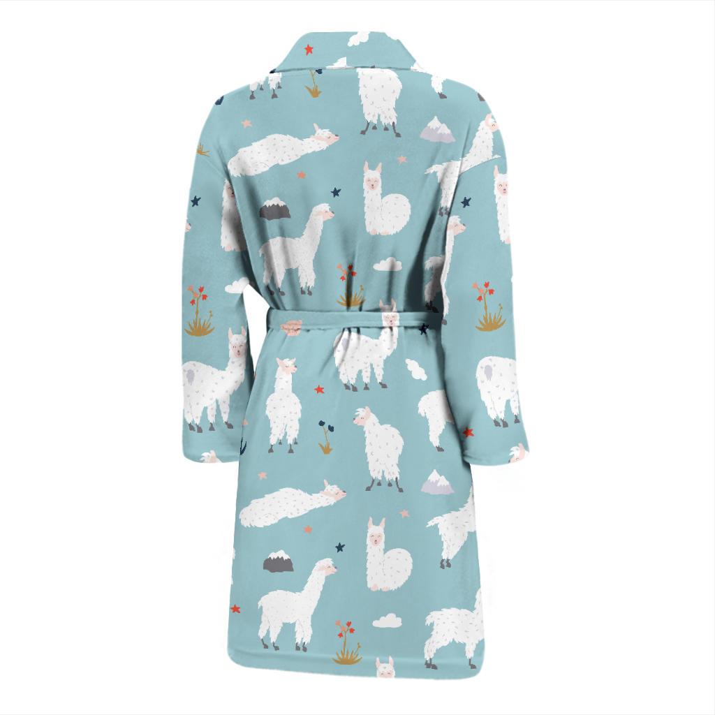 Alpaca Pattern Print Design 02 Men Bathrobe-JORJUNE.COM