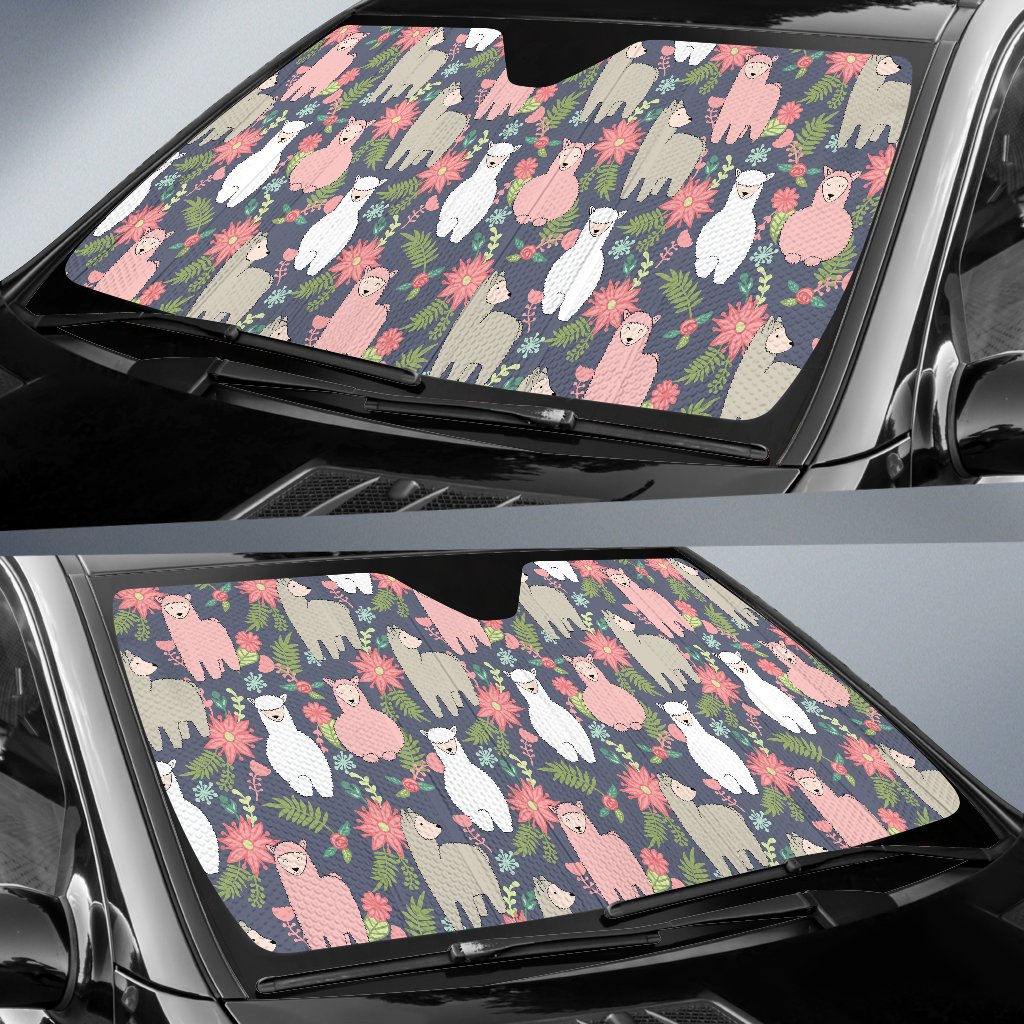 Alpaca Pattern Print Design 03 Car Sun Shade-JORJUNE.COM