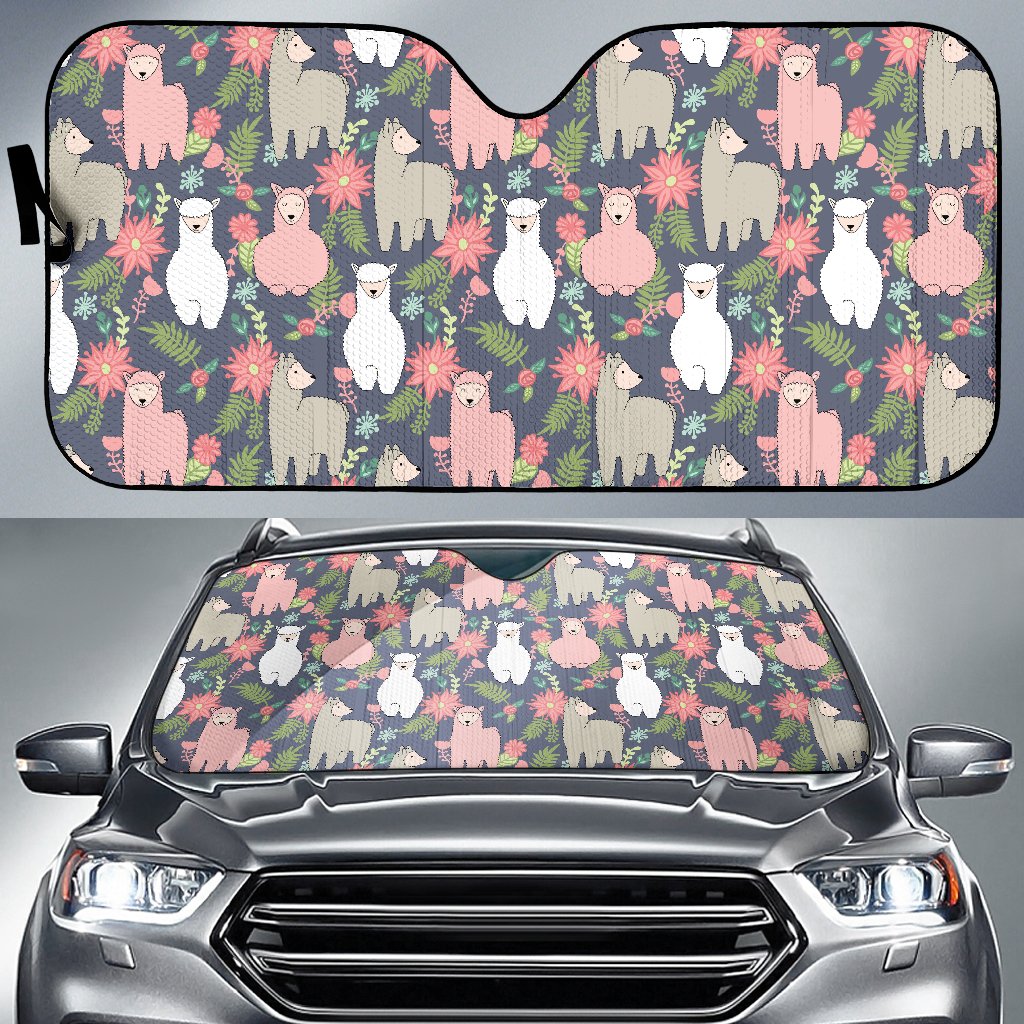 Alpaca Pattern Print Design 03 Car Sun Shade-JORJUNE.COM