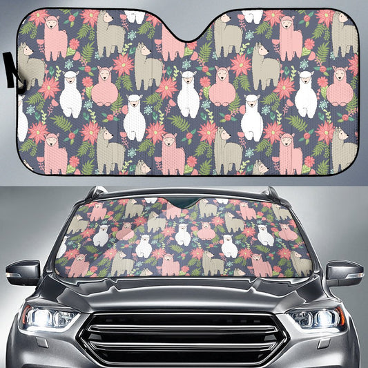 Alpaca Pattern Print Design 03 Car Sun Shade-JORJUNE.COM
