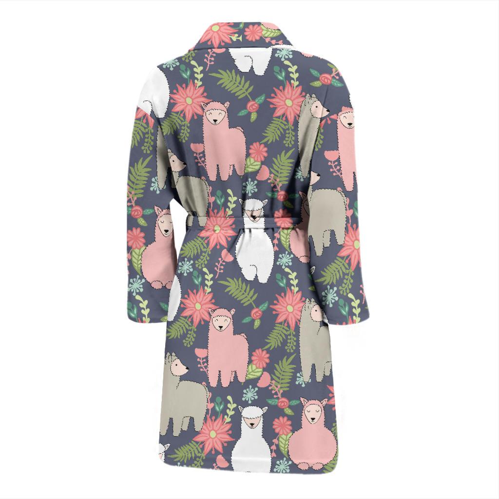 Alpaca Pattern Print Design 03 Men Bathrobe-JORJUNE.COM