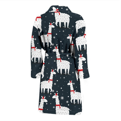 Alpaca Pattern Print Design 04 Men Bathrobe-JORJUNE.COM