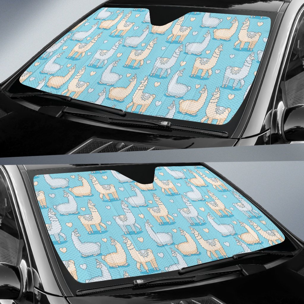 Alpaca Pattern Print Design 06 Car Sun Shade-JORJUNE.COM
