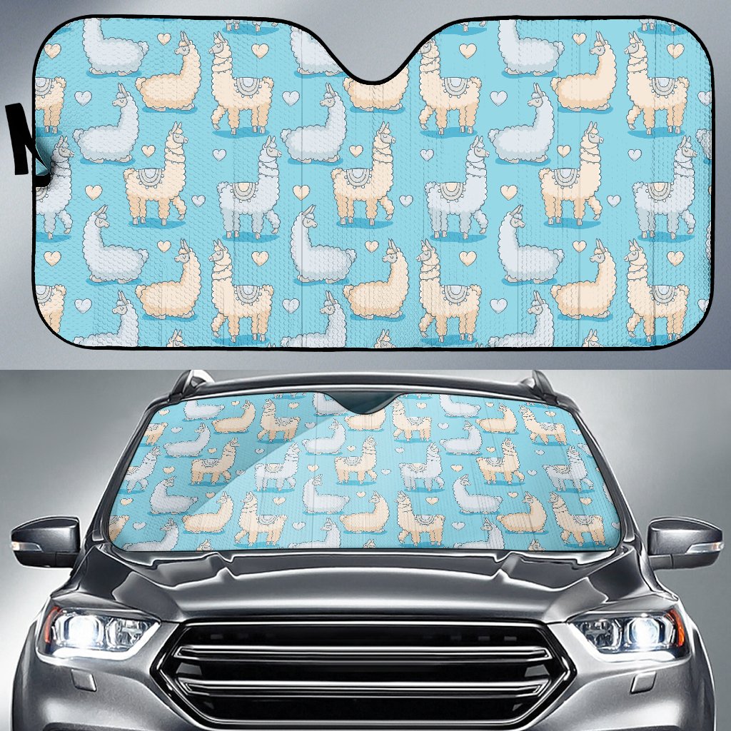 Alpaca Pattern Print Design 06 Car Sun Shade-JORJUNE.COM