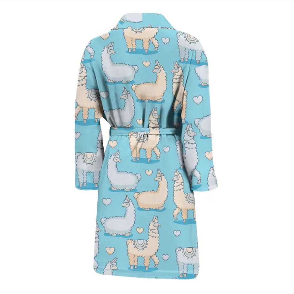 Alpaca Pattern Print Design 06 Men Bathrobe-JORJUNE.COM