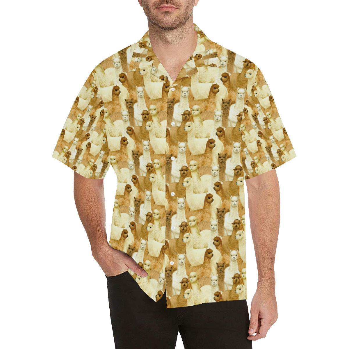 Alpaca Watercolor Design Themed Print Hawaiian Shirt-JORJUNE.COM