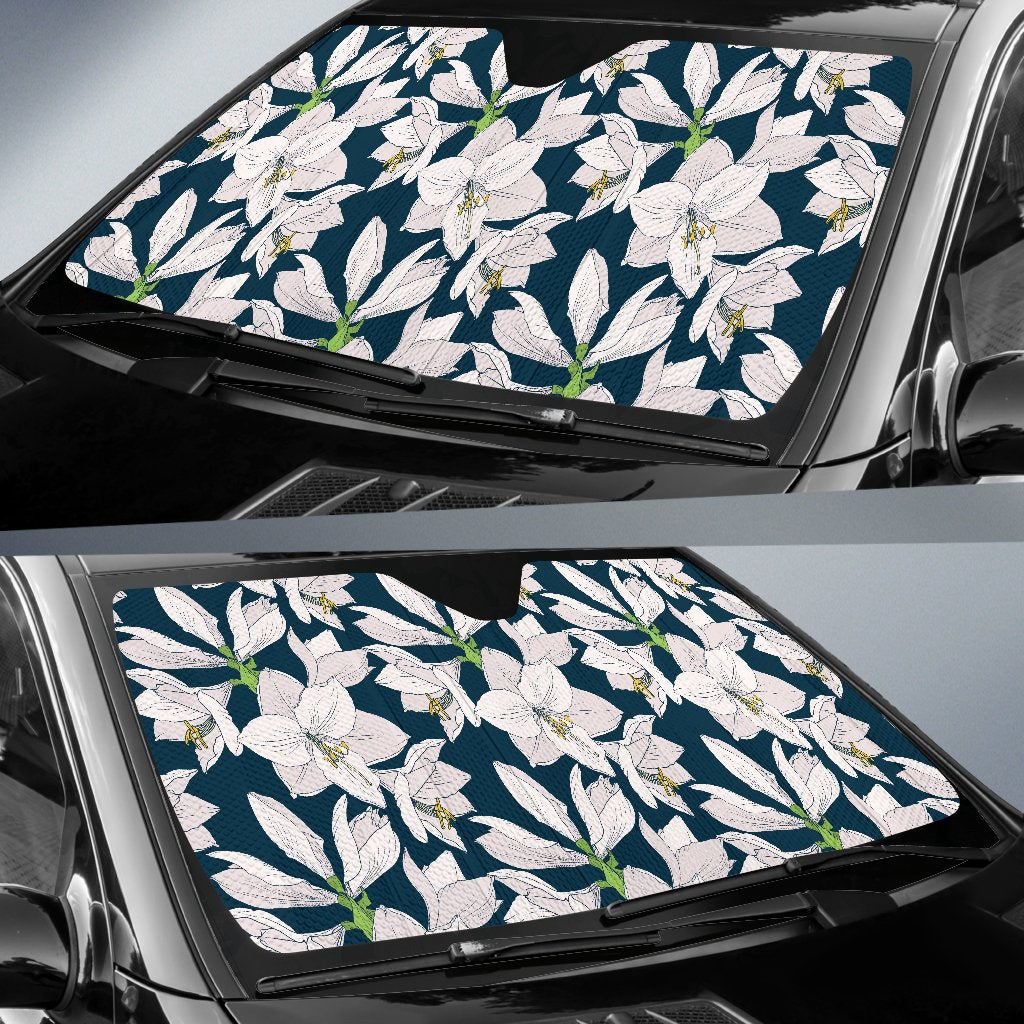 Amaryllis Pattern Print Design 01 Car Sun Shade-JORJUNE.COM