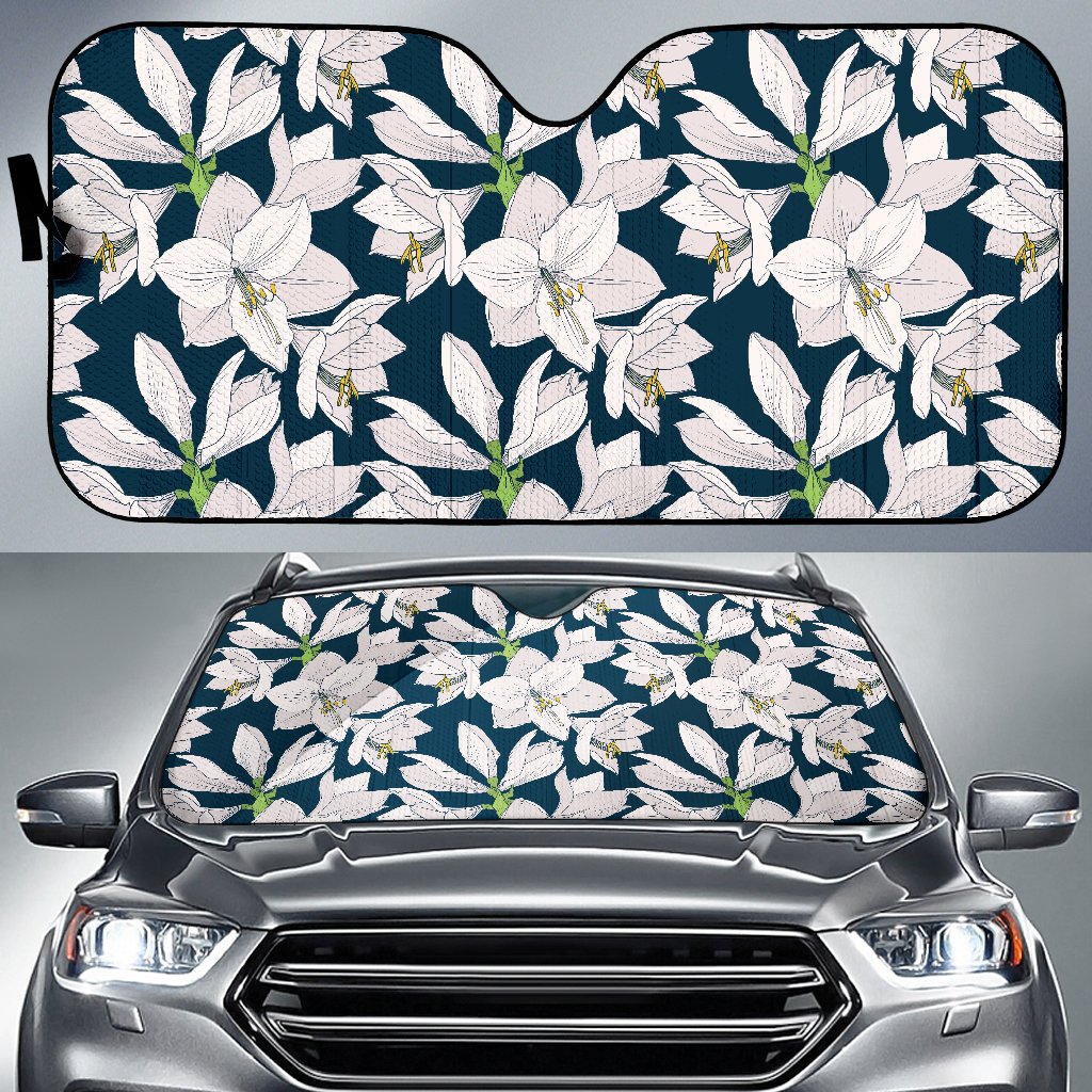Amaryllis Pattern Print Design 01 Car Sun Shade-JORJUNE.COM