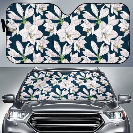 Amaryllis Pattern Print Design 01 Car Sun Shade-JORJUNE.COM