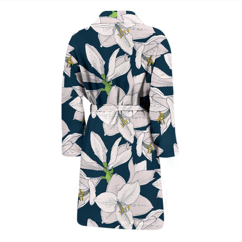 Amaryllis Pattern Print Design 01 Men Bathrobe-JORJUNE.COM