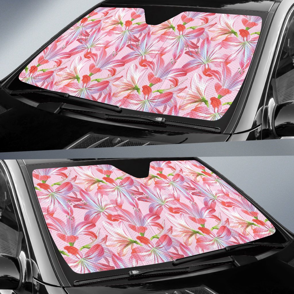 Amaryllis Pattern Print Design 02 Car Sun Shade-JORJUNE.COM