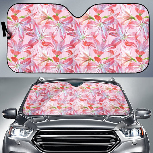 Amaryllis Pattern Print Design 02 Car Sun Shade-JORJUNE.COM