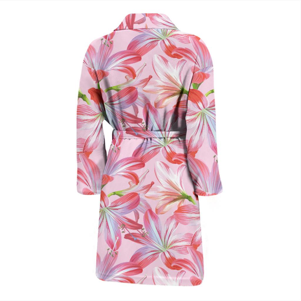 Amaryllis Pattern Print Design 02 Men Bathrobe-JORJUNE.COM
