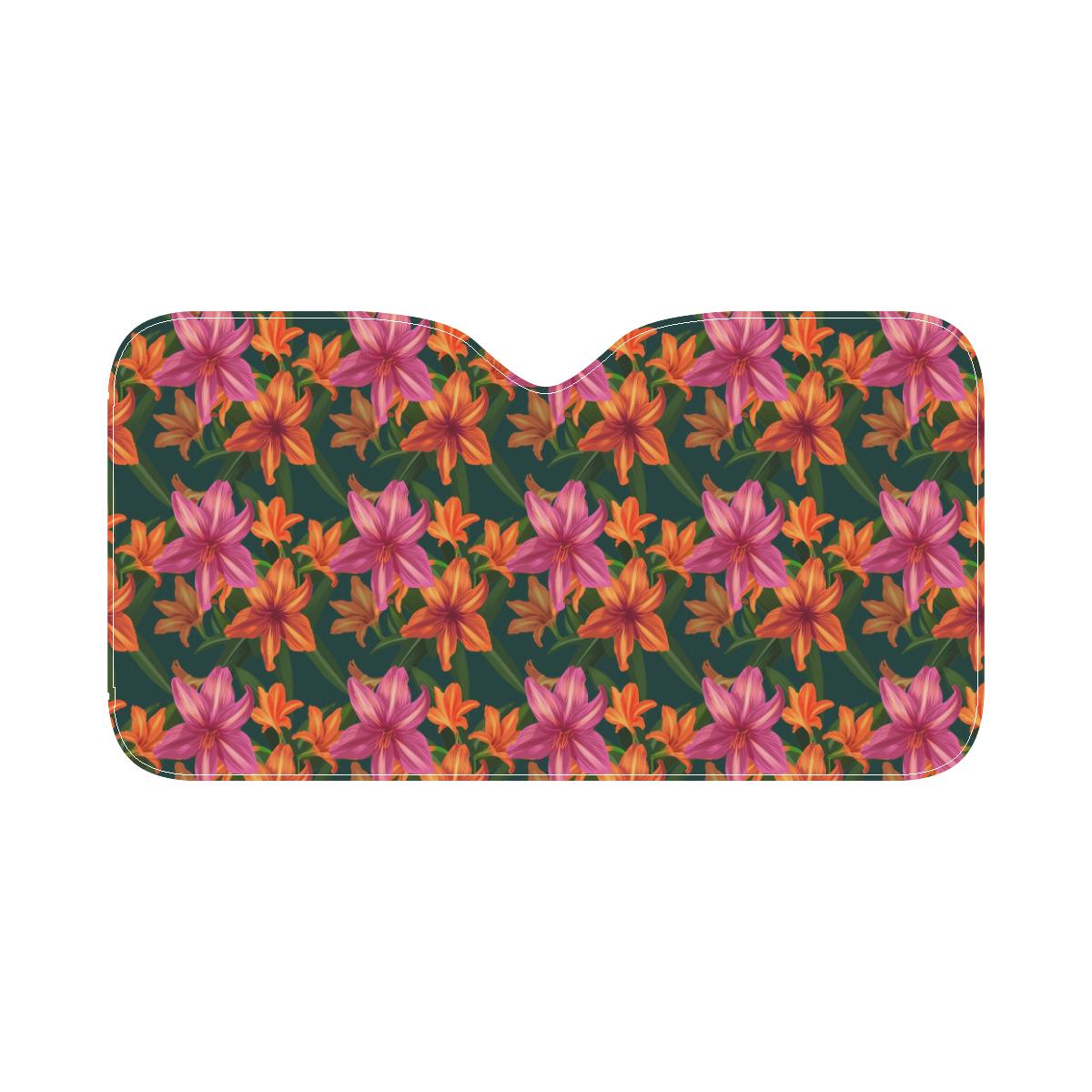 Amaryllis Pattern Print Design AL01 Auto Sun Shade 55" x 29.53"-JorJune