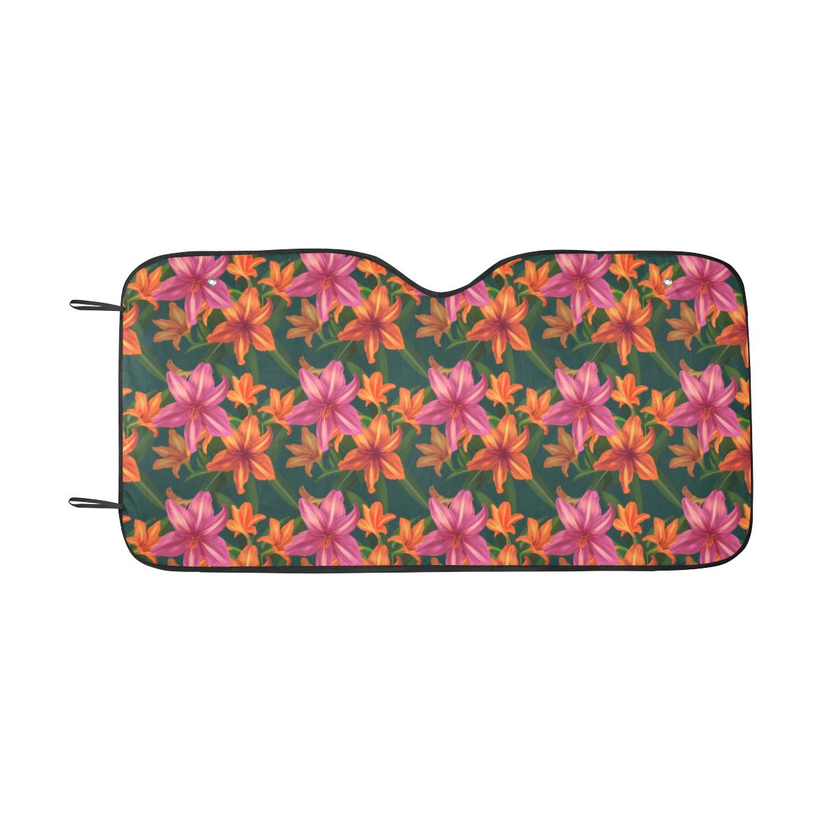 Amaryllis Pattern Print Design AL01 Auto Sun Shade 55" x 29.53"-JorJune