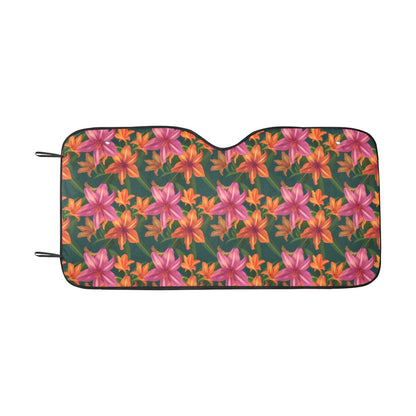 Amaryllis Pattern Print Design AL01 Auto Sun Shade 55" x 29.53"-JorJune