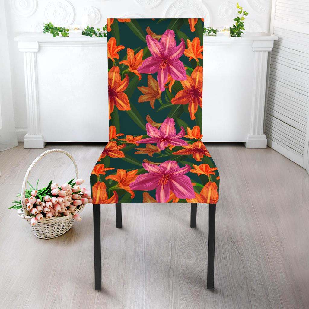 Amaryllis Pattern Print Design AL01 Dining Chair Slipcover-JORJUNE.COM
