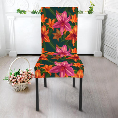 Amaryllis Pattern Print Design AL01 Dining Chair Slipcover-JORJUNE.COM