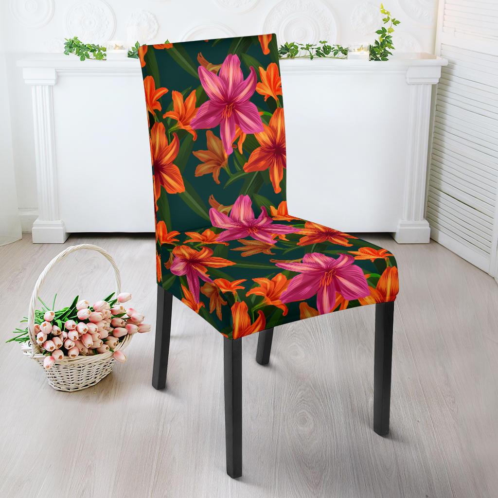 Amaryllis Pattern Print Design AL01 Dining Chair Slipcover-JORJUNE.COM
