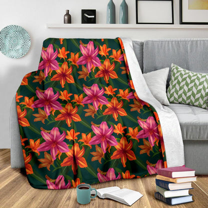 Amaryllis Pattern Print Design AL01 Fleece Blankete