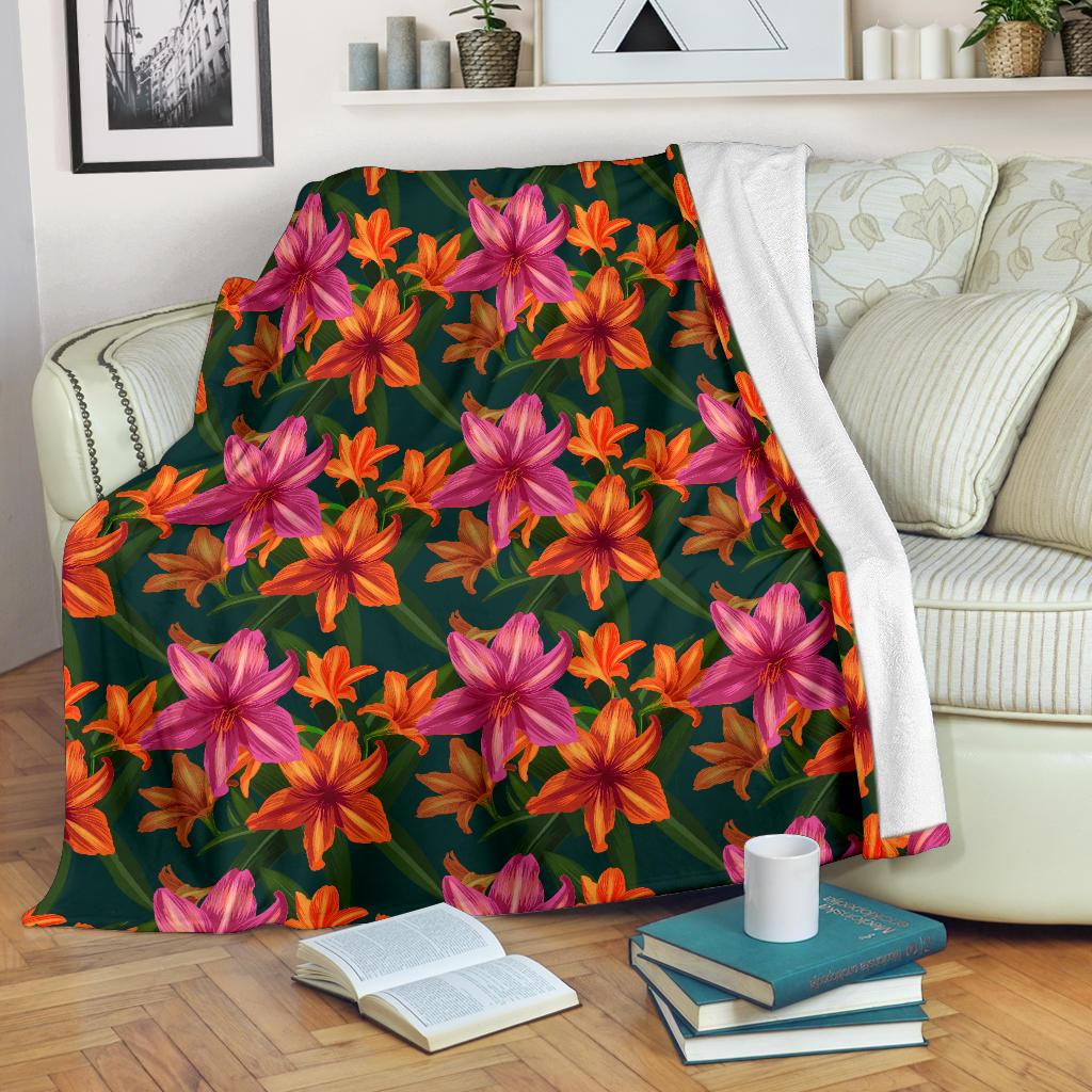 Amaryllis Pattern Print Design AL01 Fleece Blankete