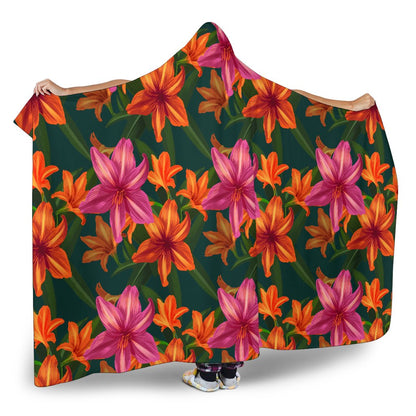 Amaryllis Pattern Print Design AL01 Hooded Blanket-JORJUNE.COM